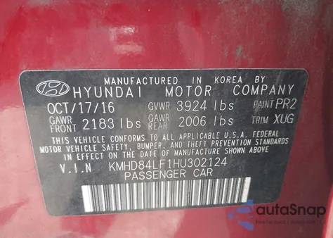 2017 Hyundai Elantra Value Edition from USA, damaged, VIN KMHD84LF1HU302124